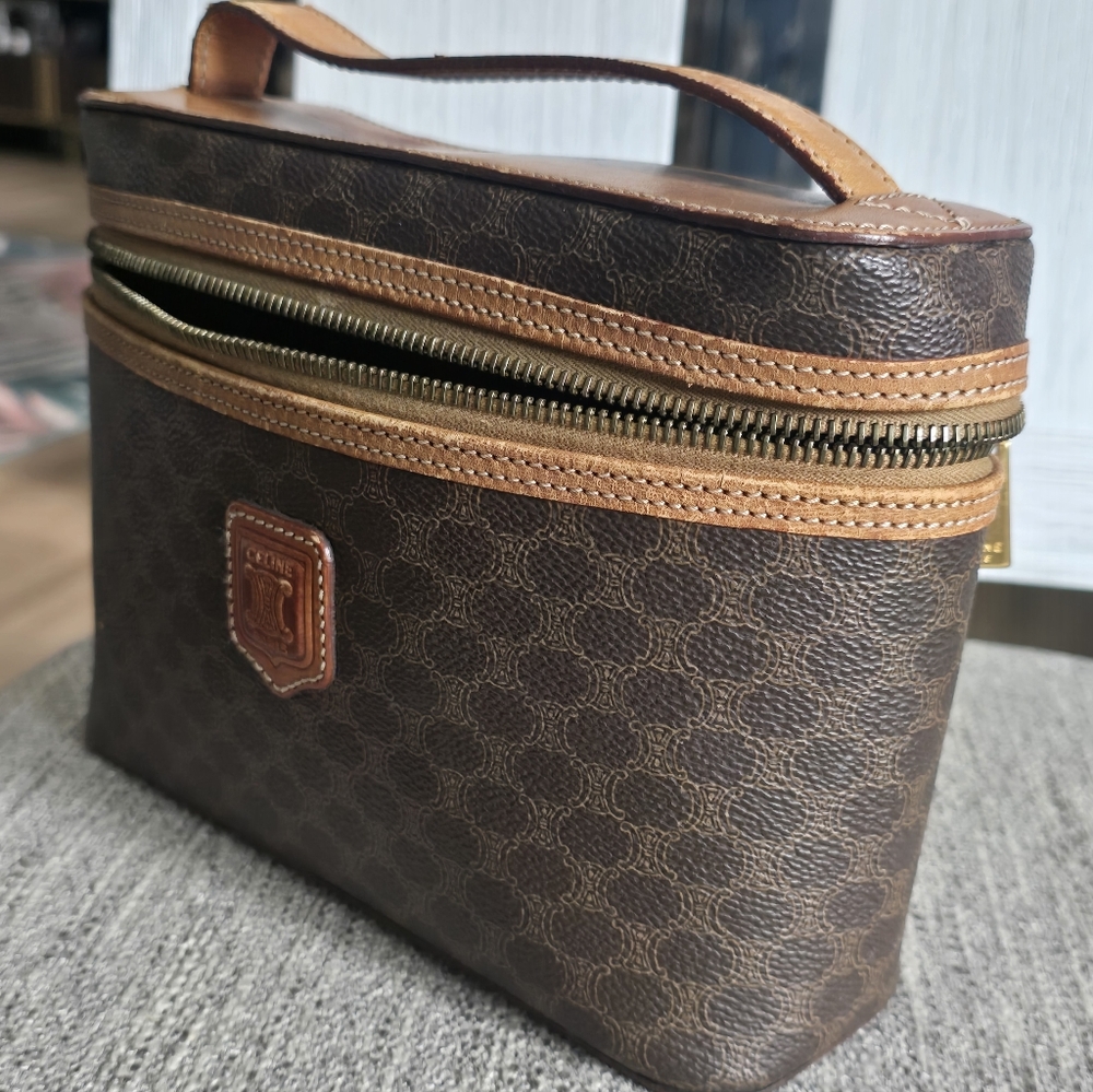 Authentic Celine Brown and Tan Coated Canvas Vanity Handbag - Picture 5 of 15